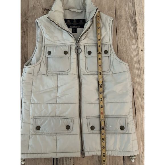 Barbour Quilted Puffer Gillet Vest Beige Sz 4 Eur 34 Ranch Classic - Picture 5 of 8